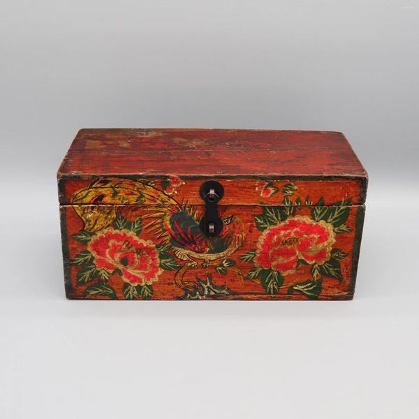 Бутылки старая ювелирная коробка сплошная деревянная ручная ручная накраска домашнего украшения аксессуар