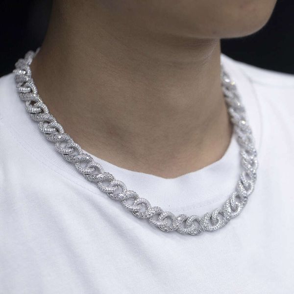 Custom 13mm Baguette Cuban Chain S925 Silber mit vereiseren VVS Moissanite Infinite Cuban Link für Herren Hip Hop Link Schmuck Schmuck