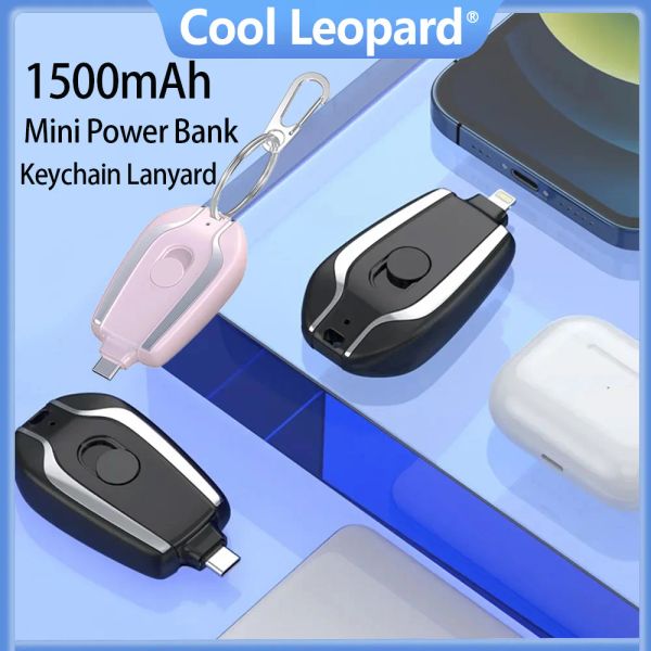 Ringe Mini Keychain Power Bank 1500mah Notfallmobie -Telefon aufladen tragbarer drahtloser externer Akku für iPhone 15 Xiaomi Samsung