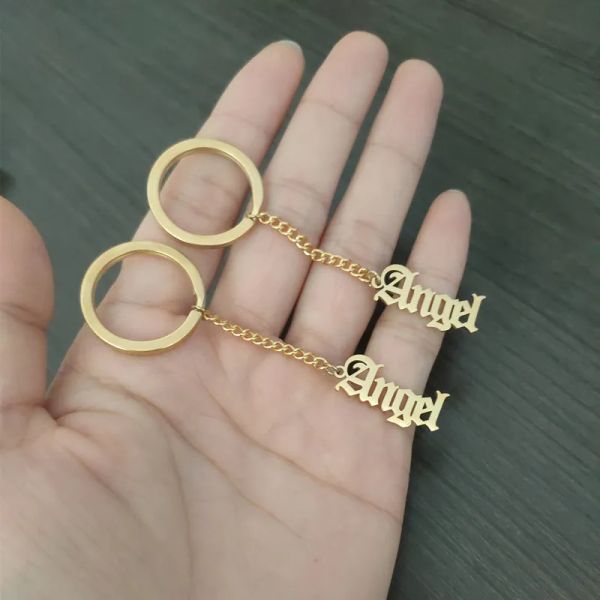 Anéis nomes personalizados keychain Gold sier cor personalizada anéis personalizados Nome personalizado namorado melhor amigo