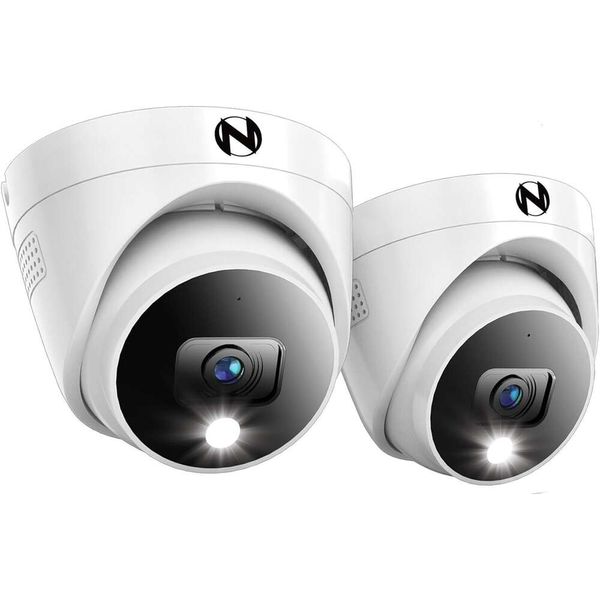 Night Owl Adicionar sobre as câmeras de cúpula de dissuasão interna/externa 2K com Wired com áudio bidirecional (2-Pack)-Aprimore seu sistema de segurança com vigilância clara de vídeo e áudio