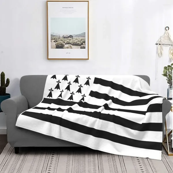 Cobertores Breton Brittany Flage Blanket Fleece France Region Country Symbol Sign Identity Nation Soft Thin Throw For Home