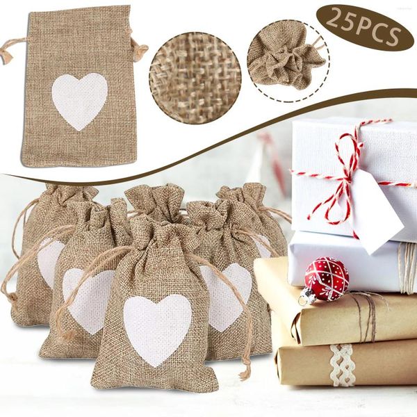 Aufbewahrungstaschen 25 Stück 10 14 cm Hochzeits Geschenk Süßigkeit Paket Stoff Beutel Reis Schmuck Verpackungstasche Kordel String