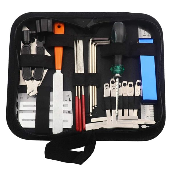 Kabel Gitarren -Tool -Kit Reparatur von Wartungstools String Organizer String Action Lineal Messwerkzeug Hex -Schraubenschlüssel Set Dateien FIN