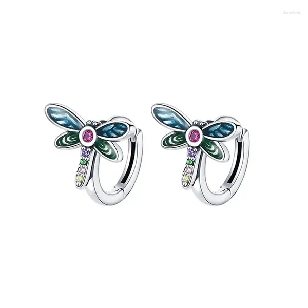 Orecchini per borchie autonomo in 925 Dragonfly certificata originale in argento sterling per donne Halloween Gift Girl