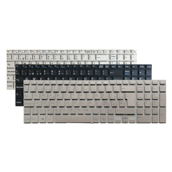 Teclado para laptop em espanhol Teclado para Sony Vaio SVF152 SVF153 SVF1541 SVF1521K1EB SVF1521P1R SVF152C29M SVF1521V6E Branco/preto/prata