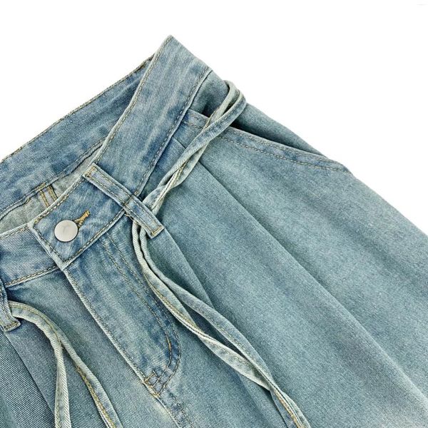 Frauen Jeans Vintage High Taille Streetstyle Blue Straight Hosen Koreaner modisches Bein Baggy Y2k Jeanshose