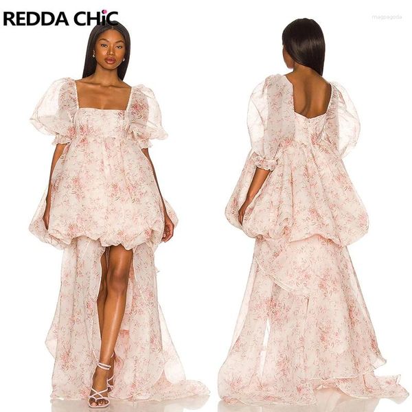 Платья для вечеринок Reddachic Princess Puff Fairytale Hown Розовое цветочное тюль