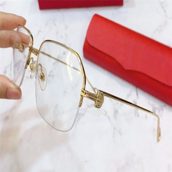 Neue Modedesigner Optische Brille K Gold Halbrahmen Retro Modern Business Style 0114 Unisex kann für verschreibungspflichtige Glasse303r verwendet werden