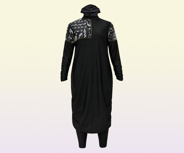 Hijabs Ankunft stilvolle muslimische Badebekleidung 3 -teilige lange Robe Schwimmanzug Muslimah Badeanzug Islamisch 2209235329703
