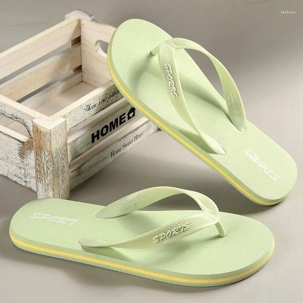 Slifori uomini fuori spiaggia Flip-flop piatto 2024 Summer Casual Innoor Home maschio anti-slip perizoma Sandalo Sandalo Zaptos