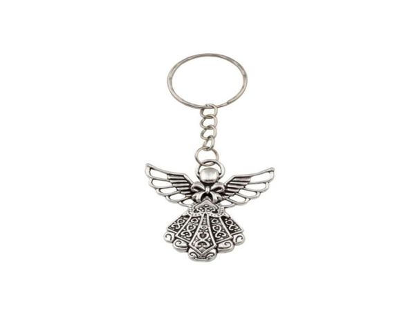 30pcs Antique Silver Alloy Angel Band Chain Key Ring Travel Protection Diy Jewelry9106550