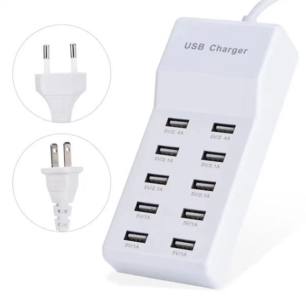 10 USB -Ladestation Dock Multi -Port -Desktop -Ladegerät Schnelllades Smartphone -Ladestation