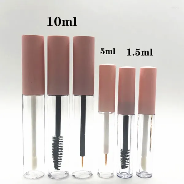 Garrafas de armazenamento 50pcs 1,5 ml 5ml 10ml rímel rímel Pink Tube Eyeliner Growth Crowth Líquido Cola vazia garrafa Lip Gloss/Lip Glaze Sub-Bottle