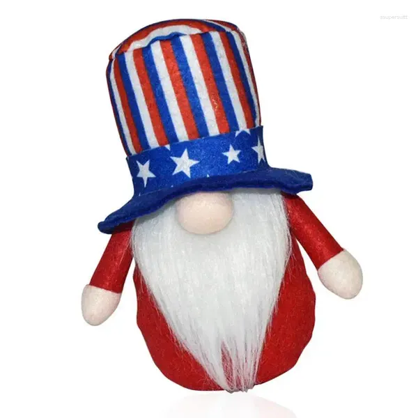 Figurine decorative 4 luglio Patriotic Gnome Independence Day Creative American Stars and Stripes Plusled Dwar Decora