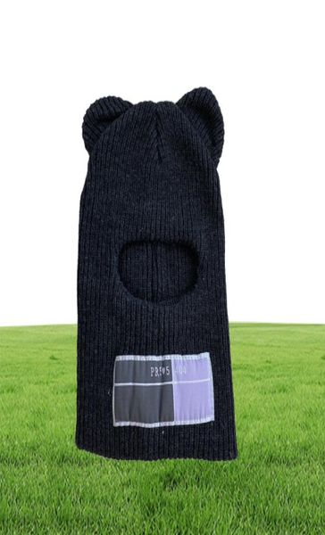 Berretti cranio tappi per le orecchie di orso balaclava ladies maschera all'uncinetto a cavallo a maglia winter6258791