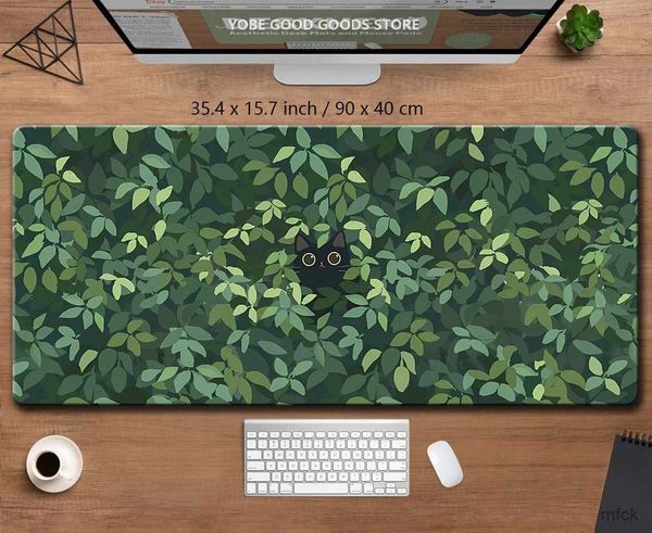 Mauspads Handgelenk ruhen Schreibtisch matte kawaii schwarze katmousepad ästhetische pflanzen natur laptop runde mousepad große gaming deskmat süße grüne mauspadpad