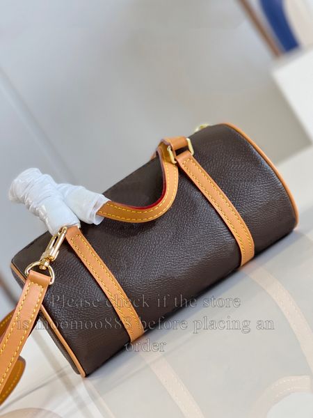 10A Designer de qualidade de espelho Smith Barrel Bag de 20cm de tela feminina bolsa vintage Luxurys Handal Bolsa Bolsas Crossbody Brown ombro Bolsas de Caixa