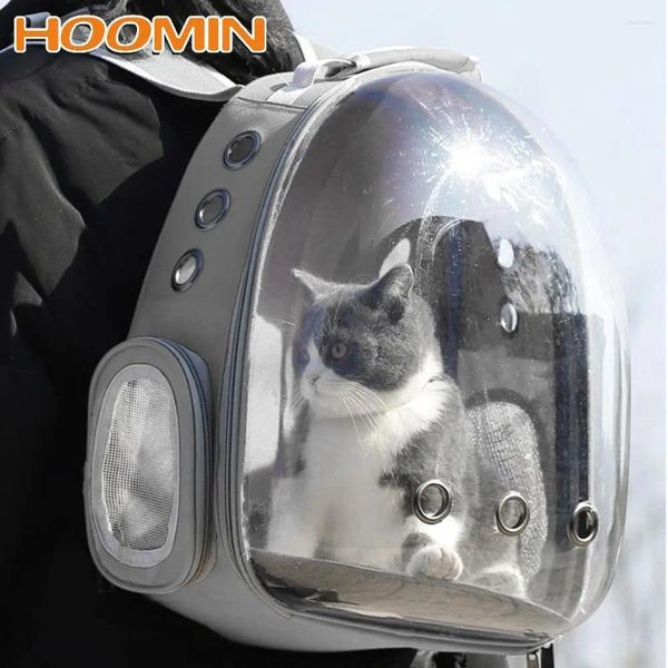 Transportadores de gatos Hoomin Travel Space Cage Transports Bags Bolsa de animais de estimação respirável carregando para gatos Transporte de mochila de cachorro pequeno