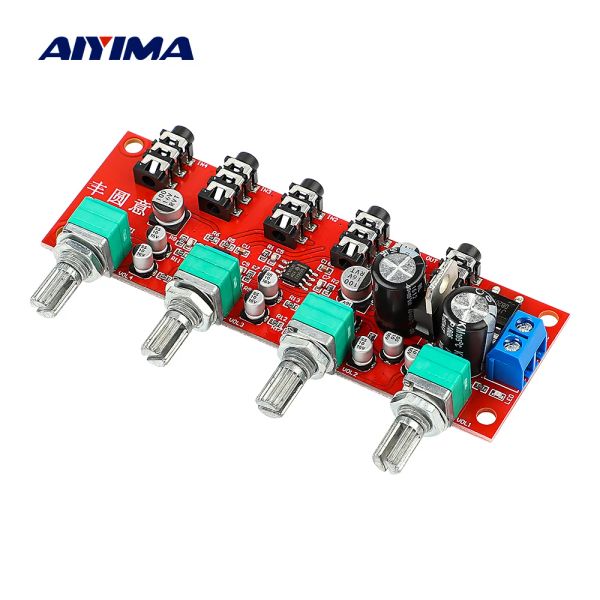 Mixer Aiyima 4 Wege Stereo Mixer Board Audio Source Reverator Treiber Kopfhörerverstärker Mischplatine DIY vier Eingänge Ein Ausgang