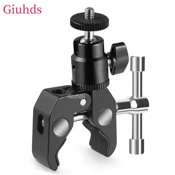 Acessórios Super Clamp With Camera Clamp Mount Ball Head Clamp Sapato quente Adaptador com 1/4 '' para Monitor Light Light Microfone Flash