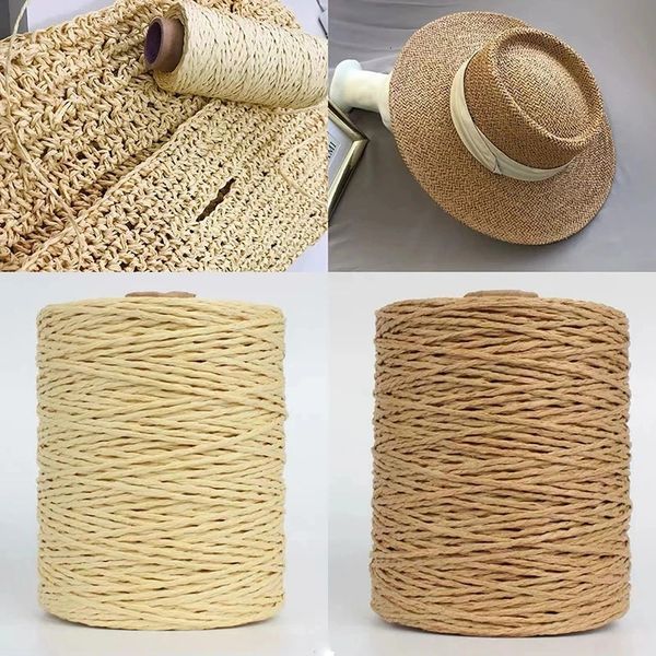 280300mroll Fios de palha de Raffia Natural para tricô de papel de crochê fios de papel diy de verão