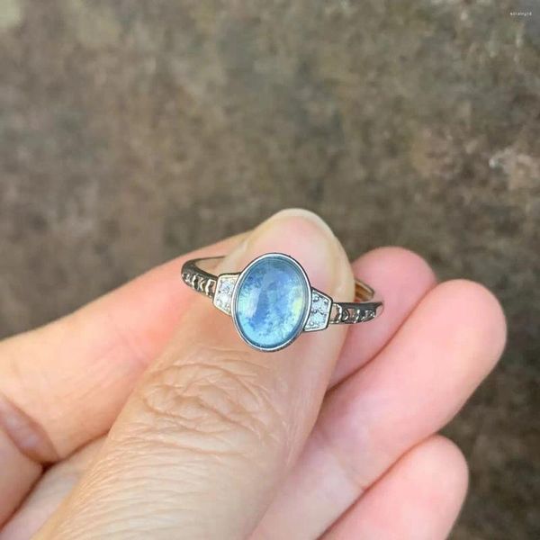 Кластерные кольца MM Натуральное аквамариновое кольцо регулируемые ювелирные украшения для женщин для женщин Подарок оптом высококачественный винтажный штраф