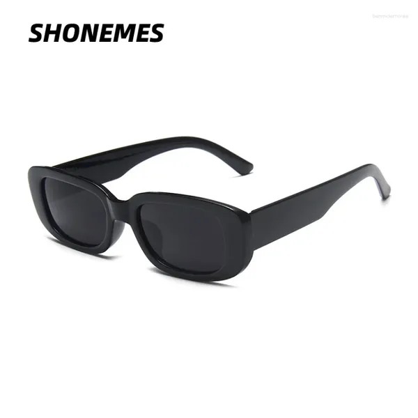 Güneş Gözlüğü Shonemes Dikdörtgen Şık Küçük Çerçeve Gölgeleri Açık UV400 Koruma Gözlükleri Siyah Beyaz Yeşil Erkek Kadınlar için