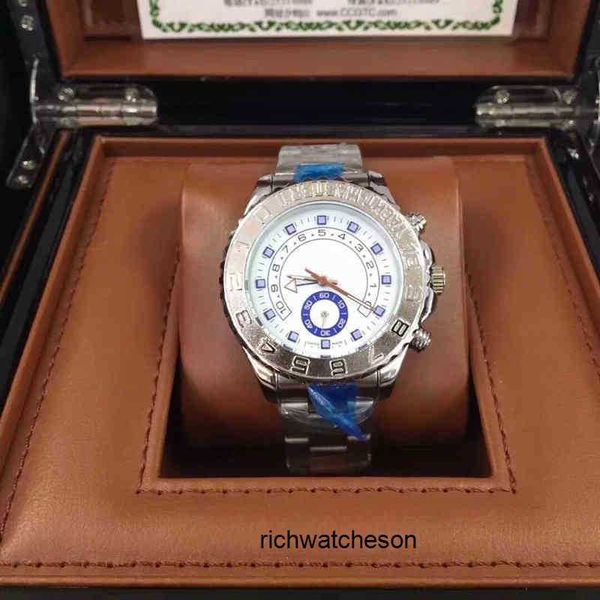 REL EY Mens 40mm relógio mestre e varejo de aço inoxidável Cerâmica dobrável beacons Sapphire Glass Quatro agulha Timing