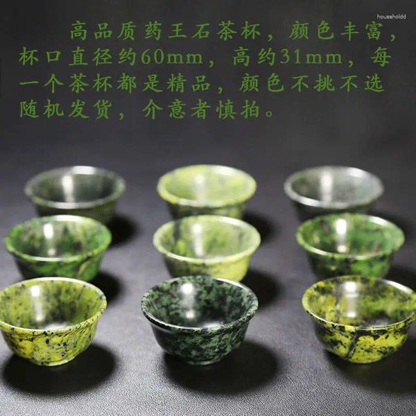 Tee Tassen Real Jade Cup Teaset Chinese Tibet Jades King Stone Health Handgeschnitzte Gongfu Teemware-Getränkeware