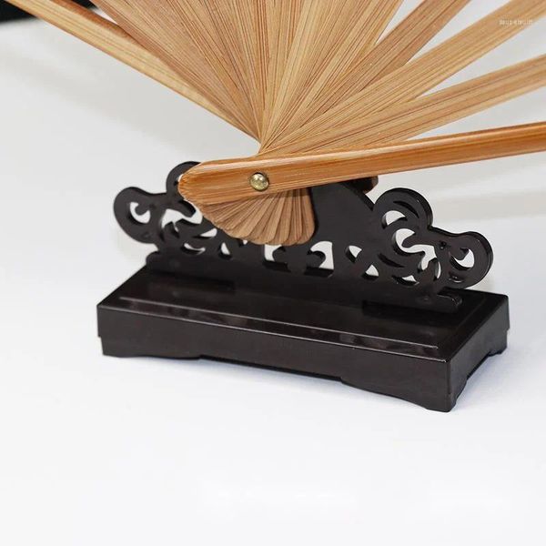 Dekorative Figuren Handlüfter Rack Herren Frauen Geschenkbox Halter Bambus Basis runden Tisch Shelfframe