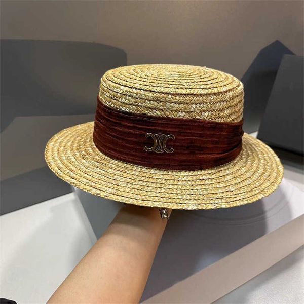 Celies Sun Hat Hat Straw Campo liso para mulheres Proteção de férias de praia Summer Men clássico versátil