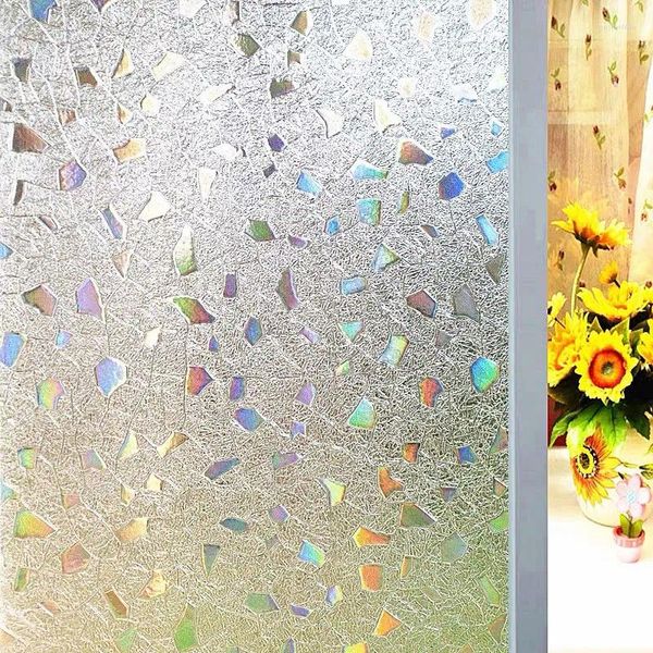 Adesivos de janela diamante capa de gem colorida filmes de casa decorativa decorativa sem gluia 3d banheiro estático move a porta de vidro de vidro 45 100cm
