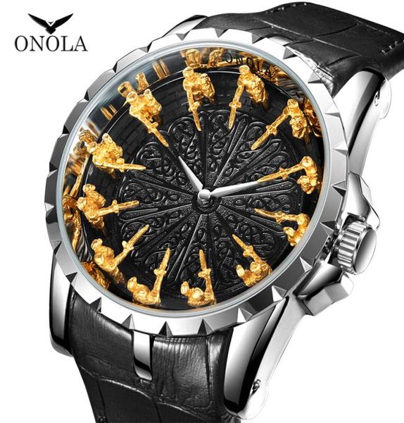 CWP Onola Fashion Luxury Watch Brand clássica Rose Gold Gold Quartz Wristwatch Leather à prova d'água Cool Style Man8452470