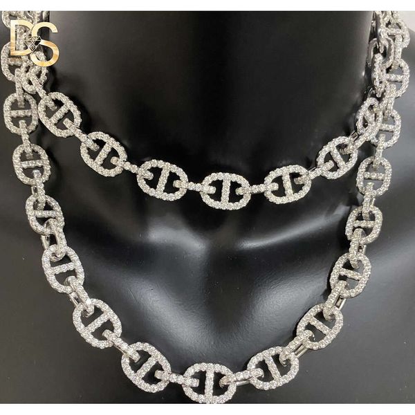 2024 Novo moda hip hop 13mm s sier banhado Moissanite Diamond Diamond cuban Pigh nariz Chain