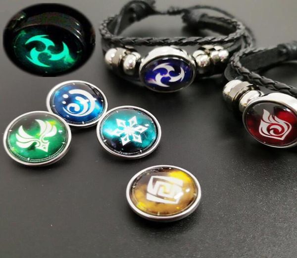 Game Genshin Impact Eye Of God Cosplay Water Wind Thunder Fire Rock Moda luminosa Bracelet Props Jóias Charm de joias Bracelets13334428