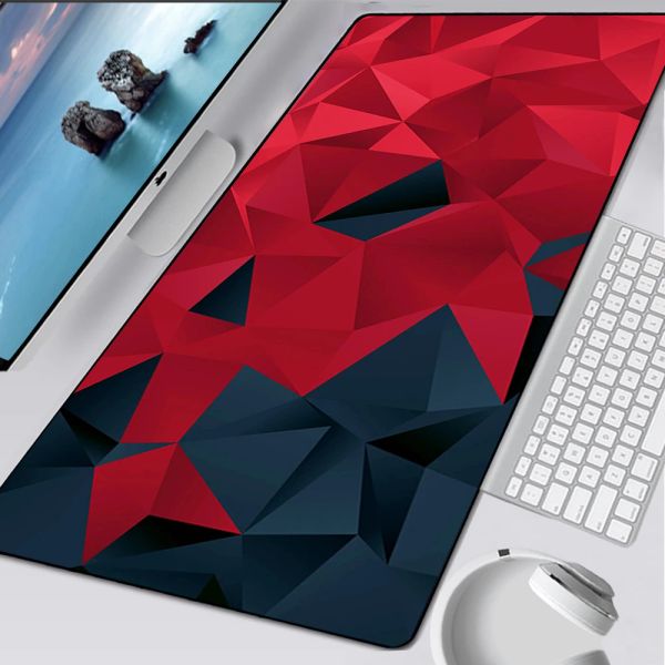 Pads большой игровой накладчик мыши xxl компьютер Mousepad PC Gamer Mouse Mate Ноутбук Mausepad Black Red Geometric Design Keyboard Mate Desk Pad