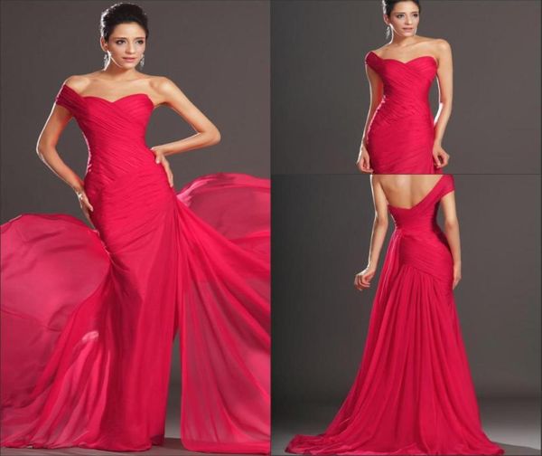 Sereia de designer sexy vestidos de noite um ombro varrem vestidos de chiffon vermelhos vestidos de noite de noite de madrugada 4799200