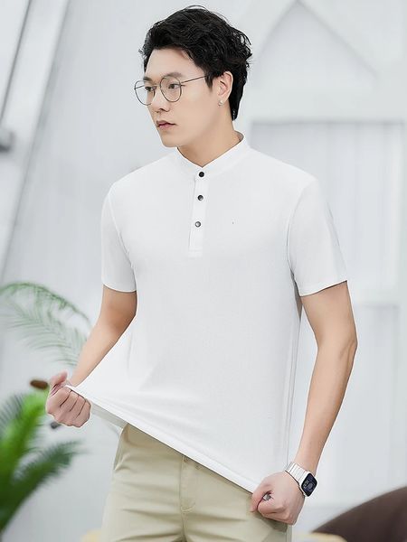 Summer Men Polo Shirt Short Short Classic Shirts Henley Shirts Quick Dry Ice Ice Polos T-shirt da golf Plus 8xl 240407