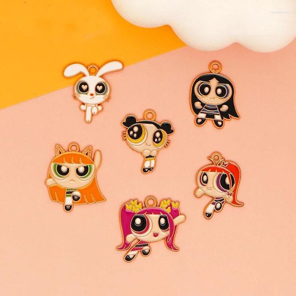 Charms 10pcs Cartoon Little Girl Legierung Schmuck Radikale Charme DIY verwendet zur Herstellung von Schlüsselbund Ohrringen Halskette