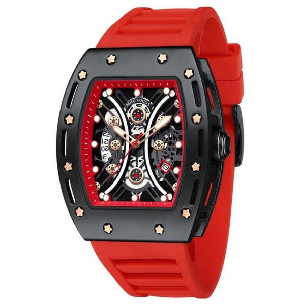 Relógios de pulso Homens assistem Military Sport Wristwatch Horas de esqueleto Banda de silicone vermelha Relógio Relógio Relogio Masculino 2021 Whatches Water7855640