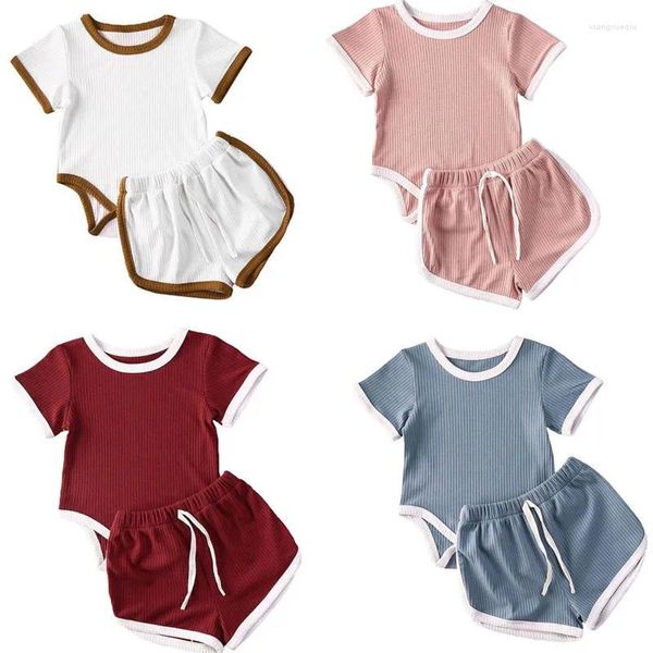 Kleidungssets Sommer Est 2Pcs Geborene Mädchen Jungen Jungen Baumwolle Kleidung Kurzarm lässig gestreifte Tops T-Shirt Shorts Little Outfit