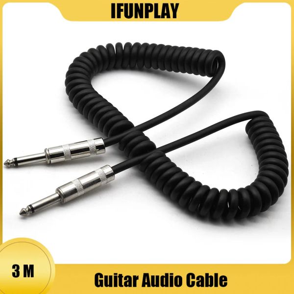 Cavi Spedizione gratuita 3M Spring Guitar Audio Cable Professional da 6,35 a 6,35 mm Electric Guitarra Riduci Strumento di musica via cavo