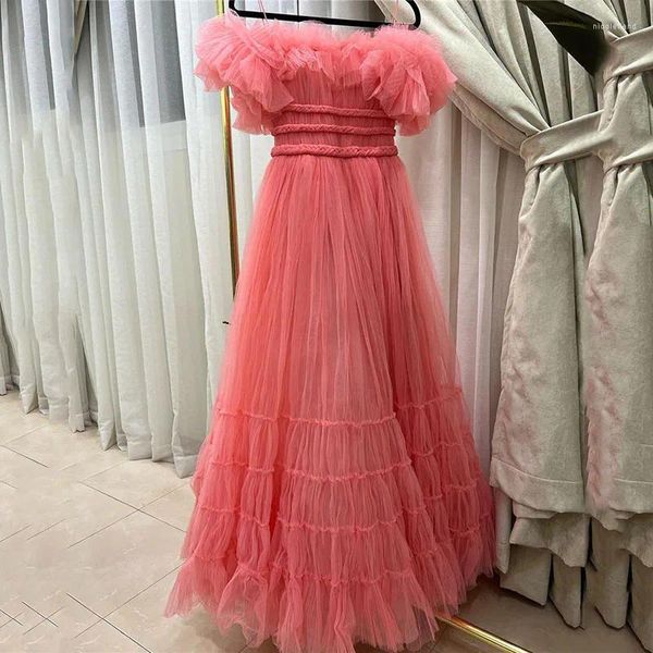 Partykleider Smileven rosa Abschlussballkleid einen Zeilenabend vor der Schulter saudi -Arabienkleider