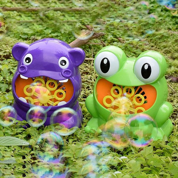 Bubble Gun Cute Frog Automatic Bubble Machine Seife Wasserblasengebläse Musik Outdoor -Spielzeug für Kinder Juguetes Brinquedos Spielzeug 240409