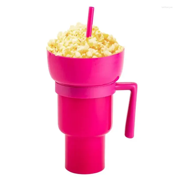 Teller Snack und Getränkebecher 2 in 1 mit Schüssel mit Splash -Proof -Leckdosen tragbarer Popcorn -Tassen für Erwachsene Kinder Kino