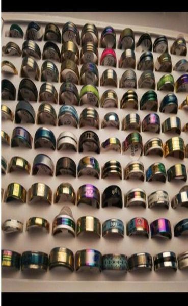 Band Rings Jóias Atacado 100pcs Senhores Oração em inglês Homens de aço inoxidável Mulheres moda Deus A serenidade Anel Mix Colors Drop De9805498