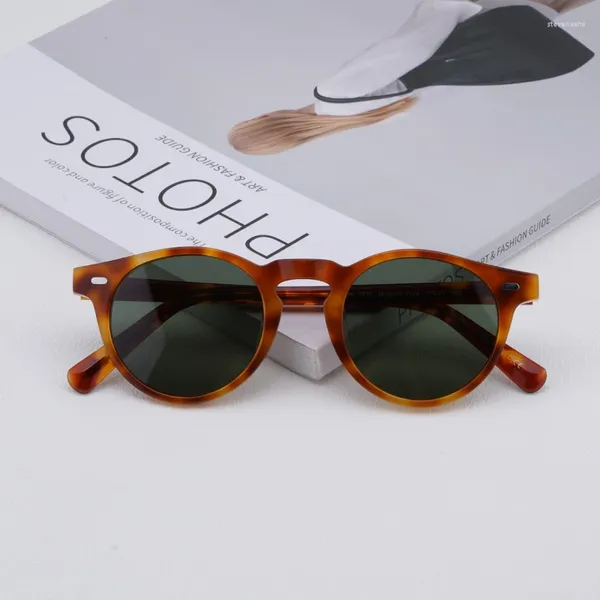 Occhiali da sole 45 e 47 di qualità Gregory peck acetato vintage designer rotondo uomini donne occhiali da sole ov5186 occhiali polarizzati