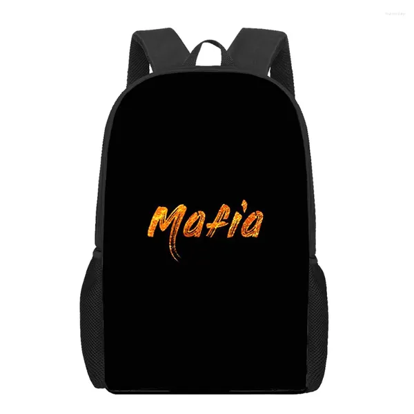 Bolsas escolares as mochilas da máfia russa Padrão de desenho animado 16 polegadas Crianças livros Kawaii School School Boys Girls Travel Backpack