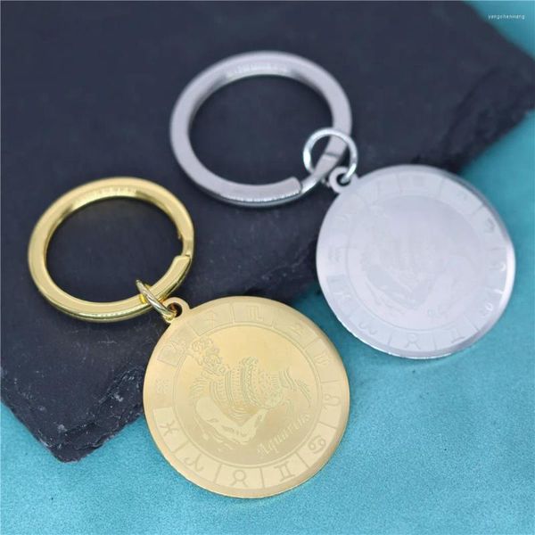 Keychains Nedar 12 Horoscópio Signo do Zodíaco Pingente Chave -Chave Aquarius Astrologia Constelações Chaves Partem do Chaves Partem